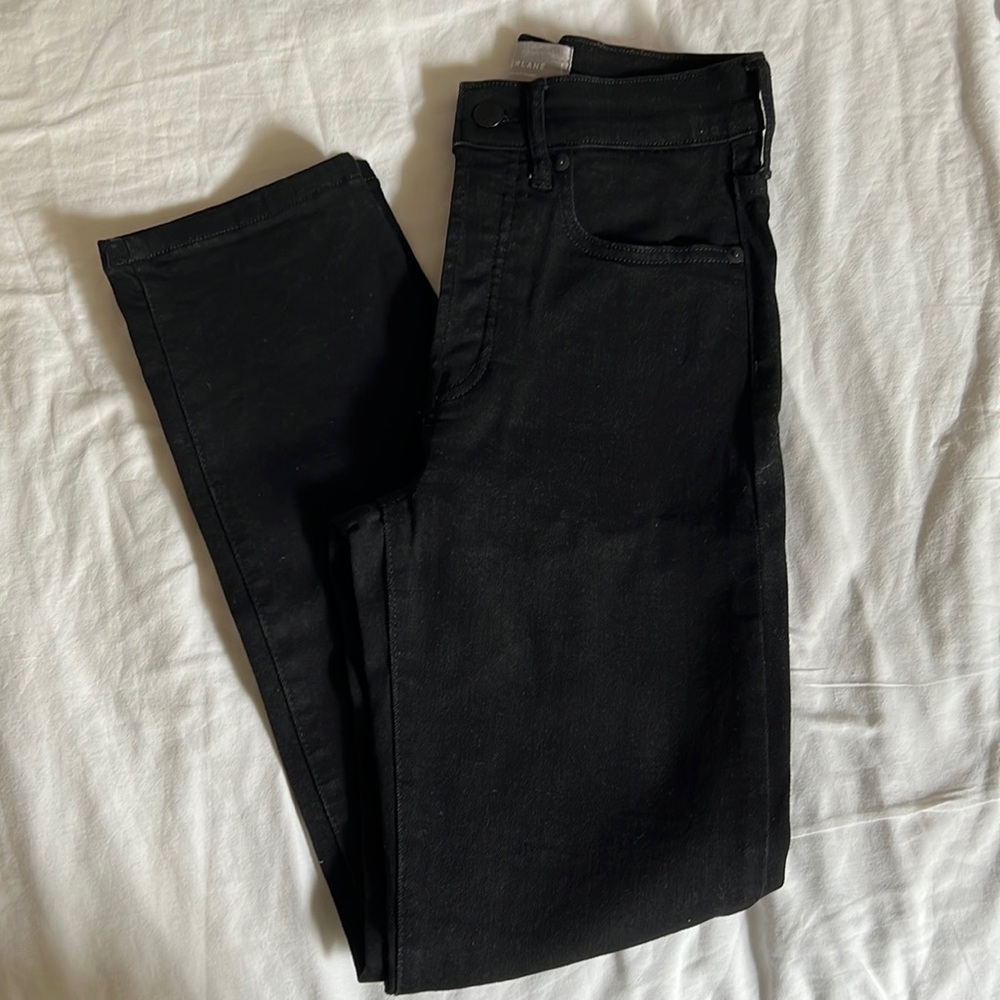 Everlane High Rise Slim Straight Black Jeans